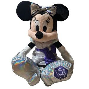 Disney Silver and Black Minnie Mouse Plush 100th Anniversary